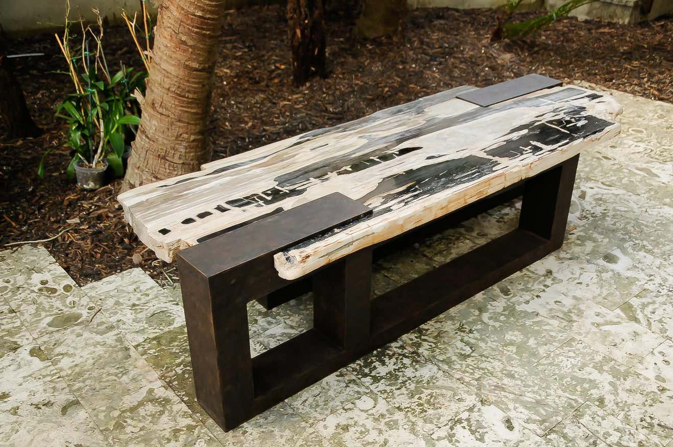 Petrified Wood Cubic Bench or Table - John Brevard