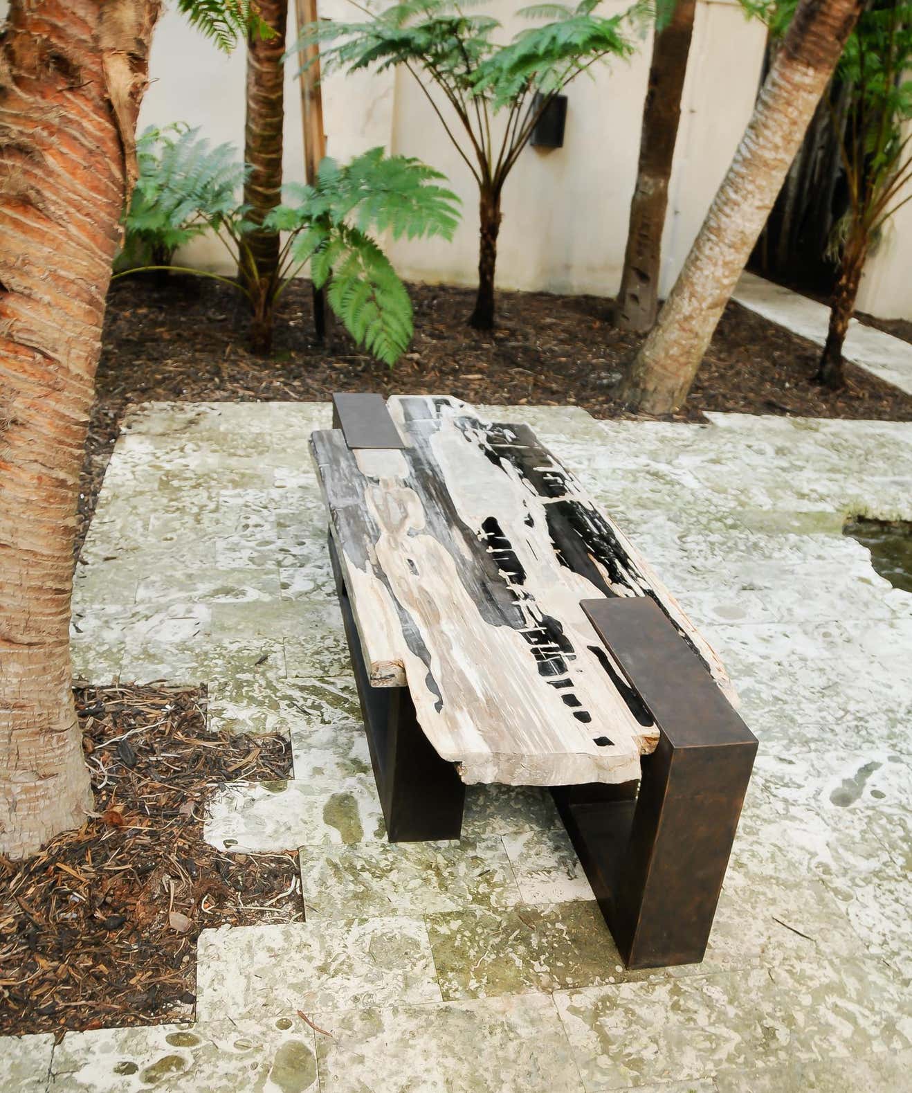 Petrified Wood Cubic Bench or Table - John Brevard