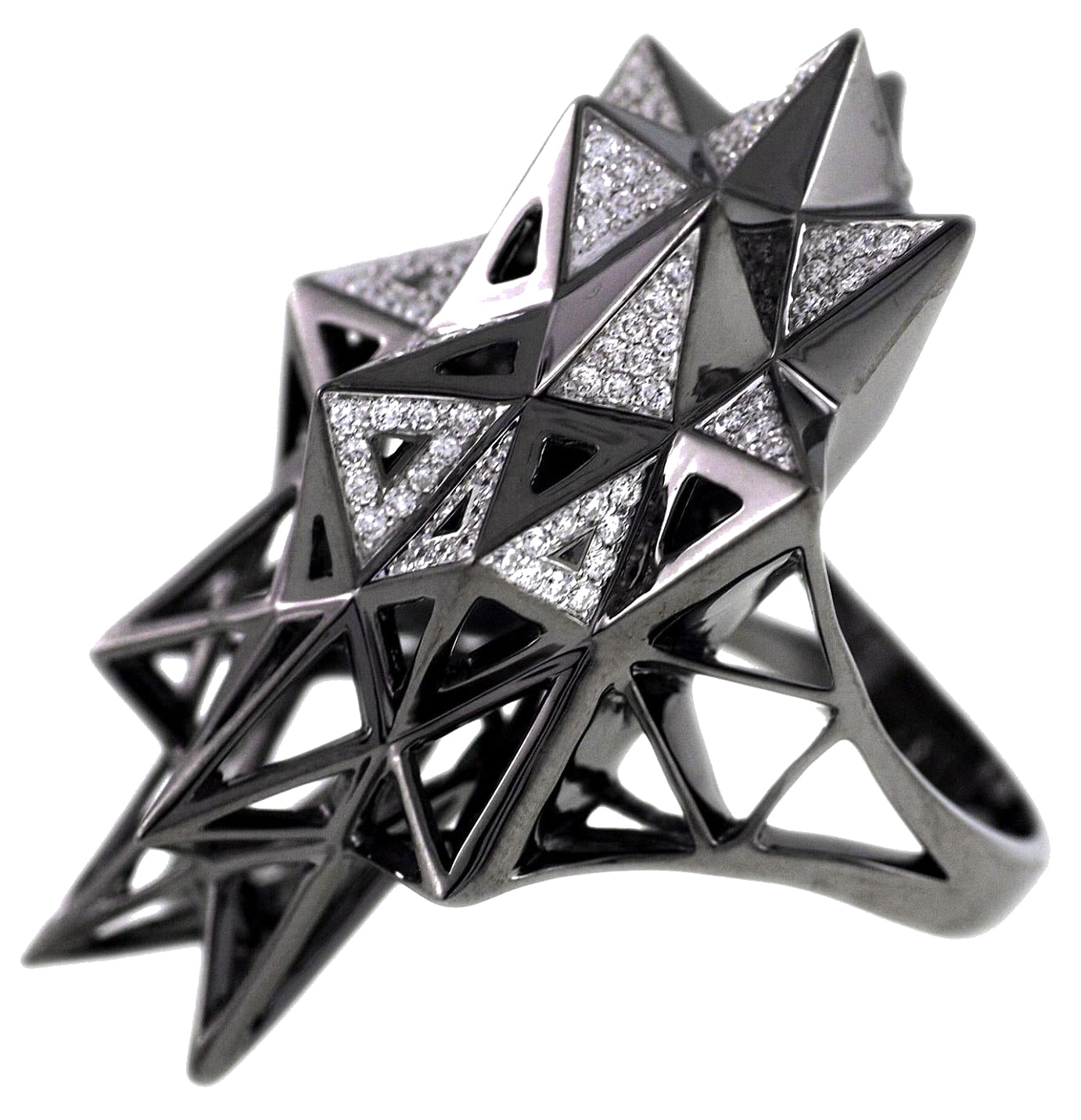 Black Stellated Star Diamond Gold Ring - John Brevard