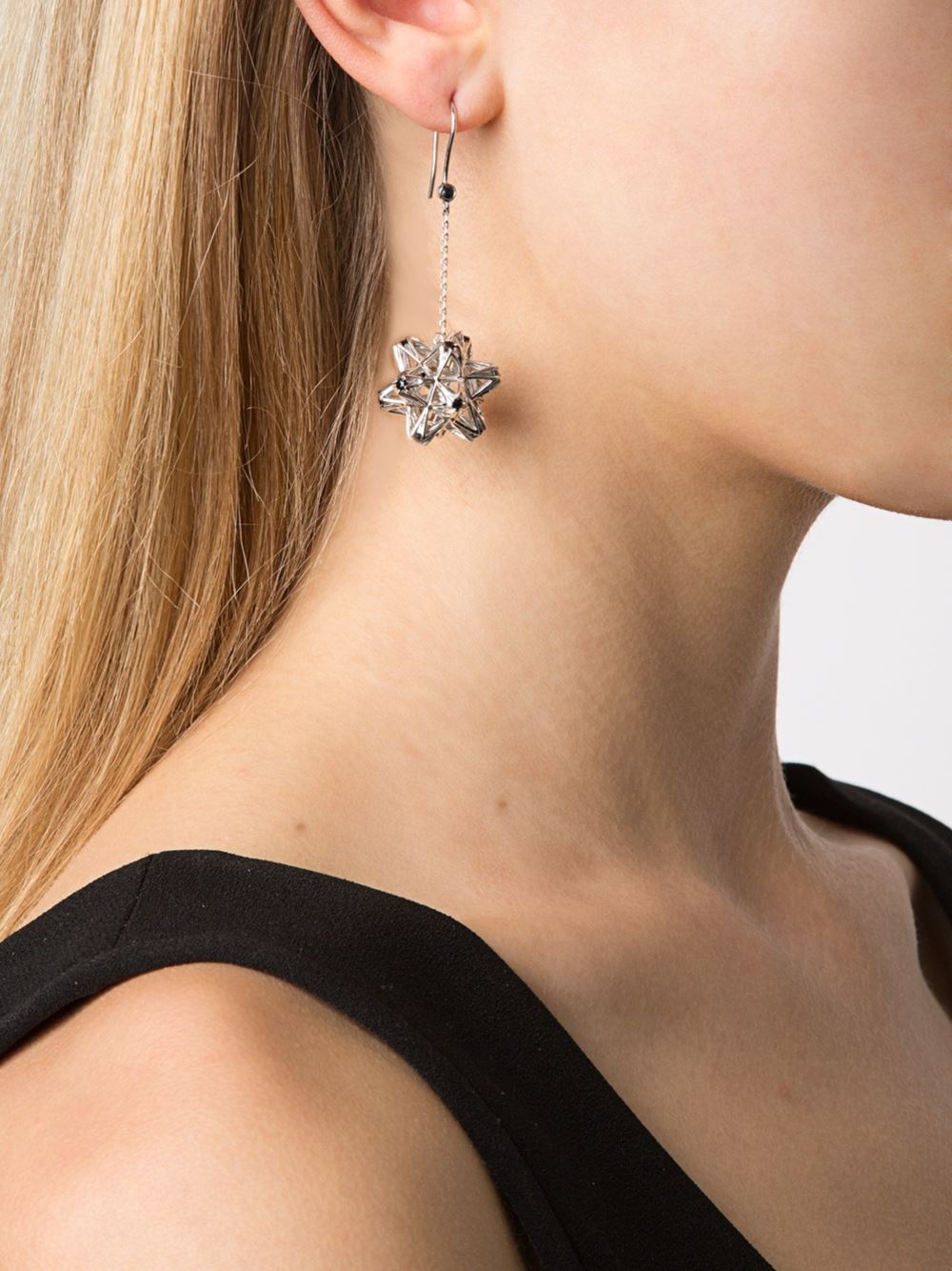 Frame Sapphire Dangle Silver Earrings - John Brevard