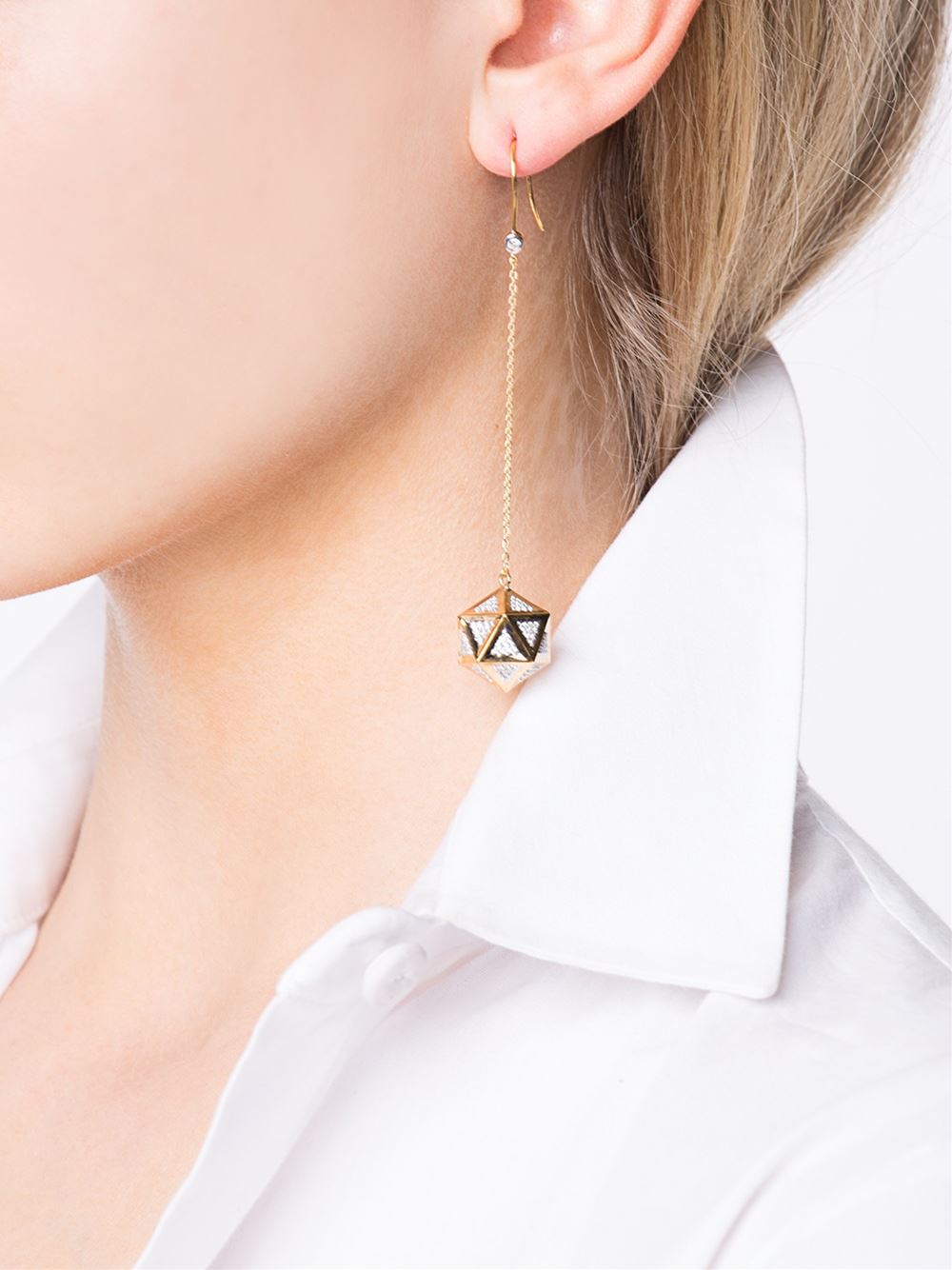 Icoso Diamond and 18k Gold Dangle Earrings - John Brevard