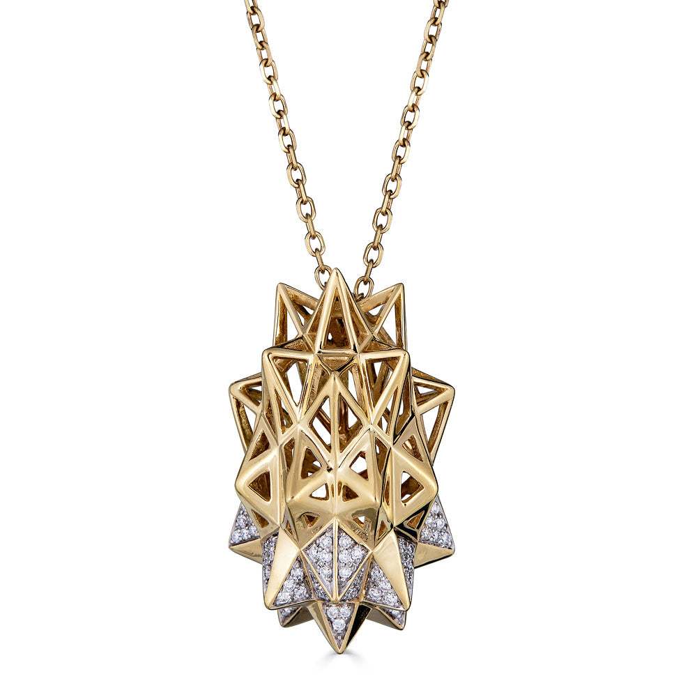 Stellated Diamond Gold Flatback Necklace