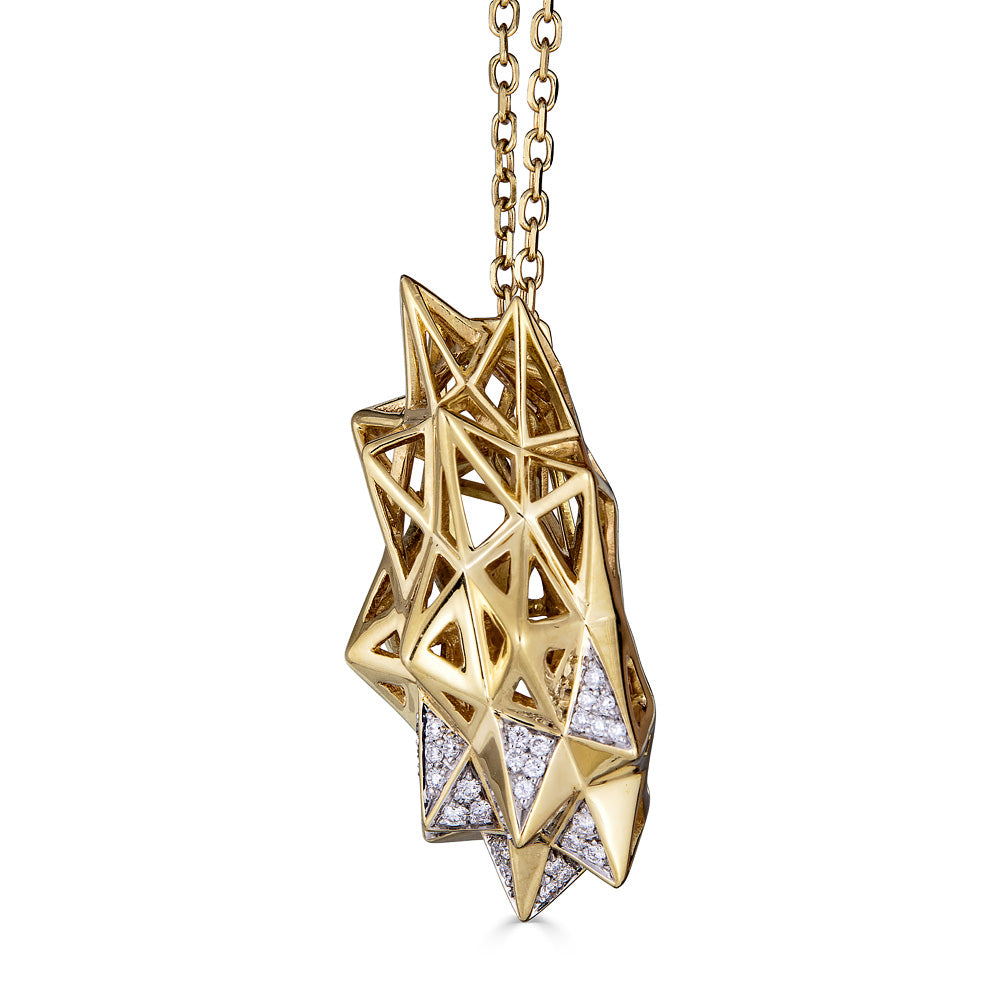 Stellated Diamond Gold Flatback Necklace - John Brevard