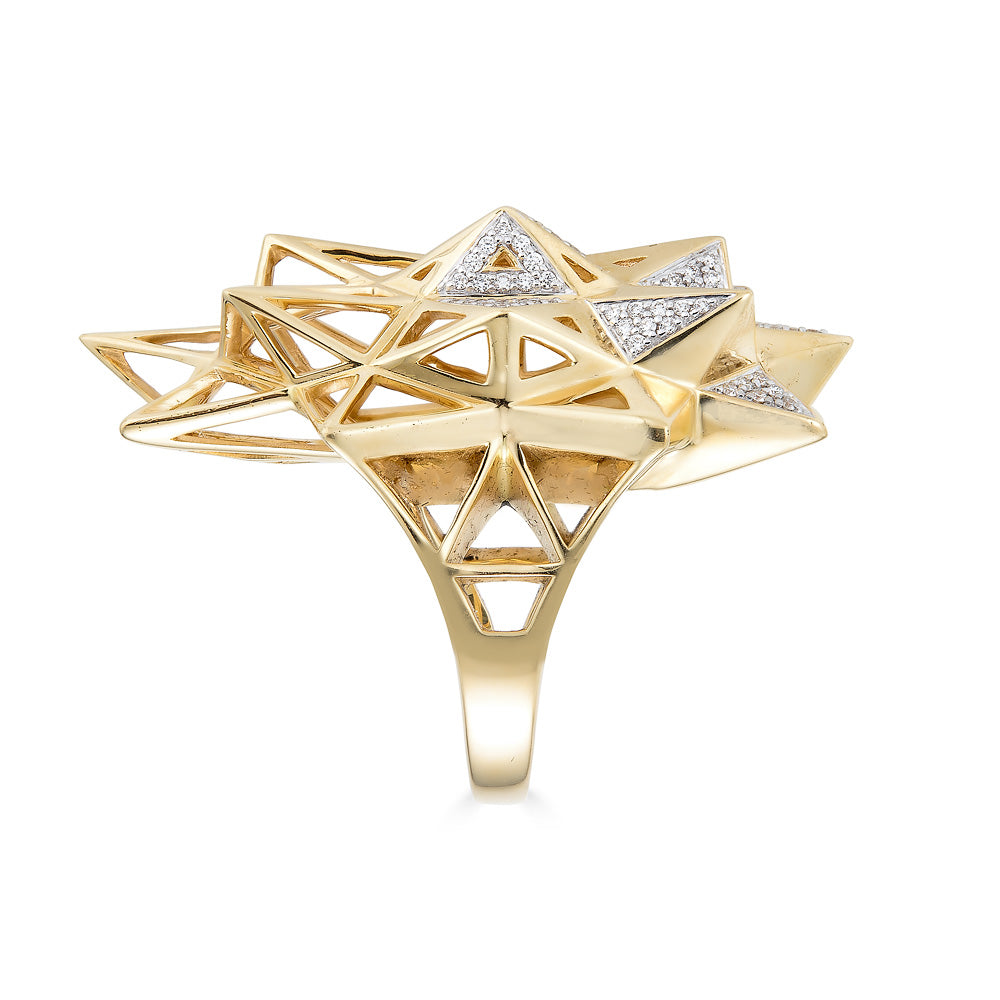 Stellated Star Diamond and 18k Gold Ring - John Brevard