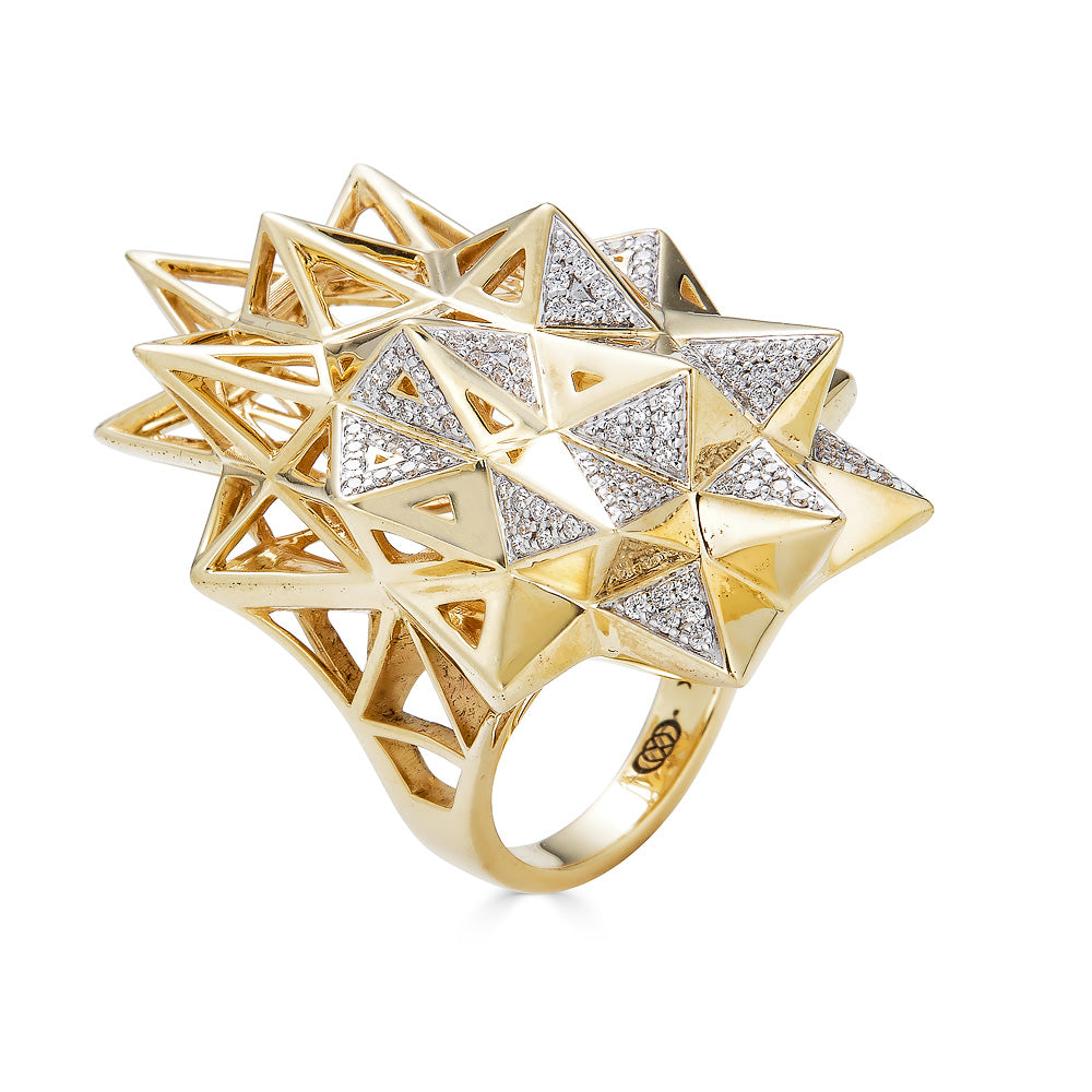 Stellated Star Diamond and 18k Gold Ring