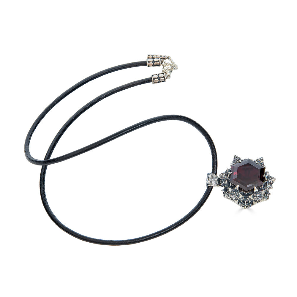 Thoscene Garnet and Sterling Silver Love Pendant Necklace - John Brevard