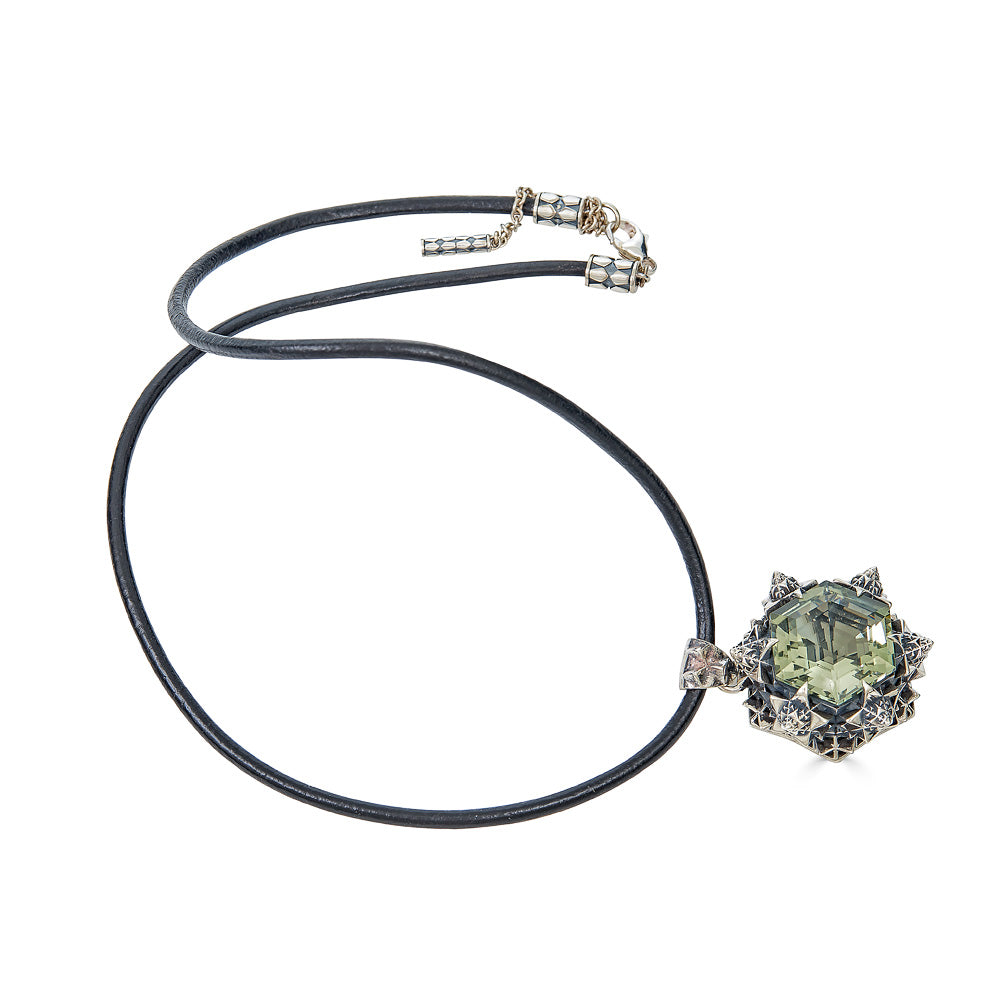 Thoscene Green Amethyst Silver Joy Pendant Necklace - John Brevard