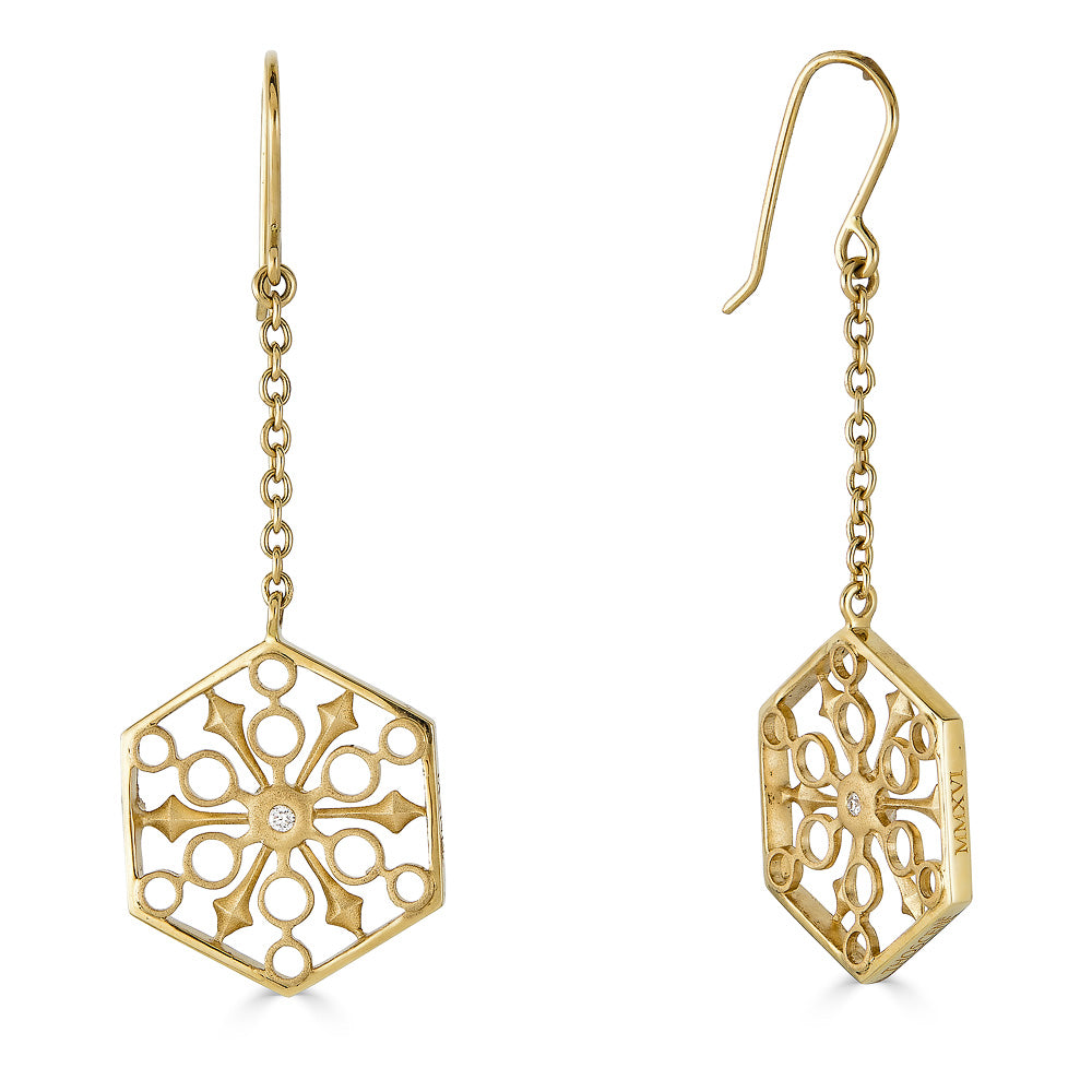 Snowflakes Power Gold Earrings - John Brevard