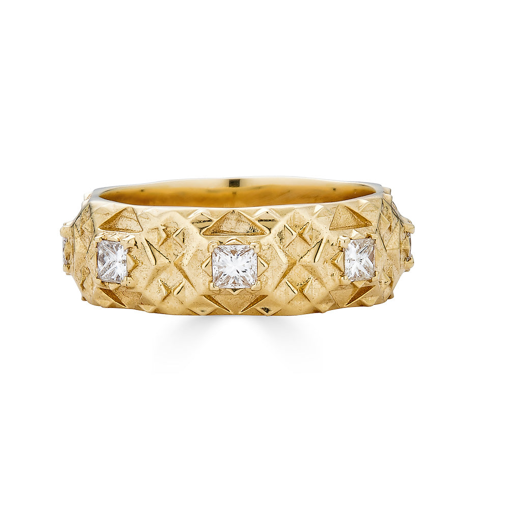 Pyramid Empower Gold and Diamond Band Ring - John Brevard