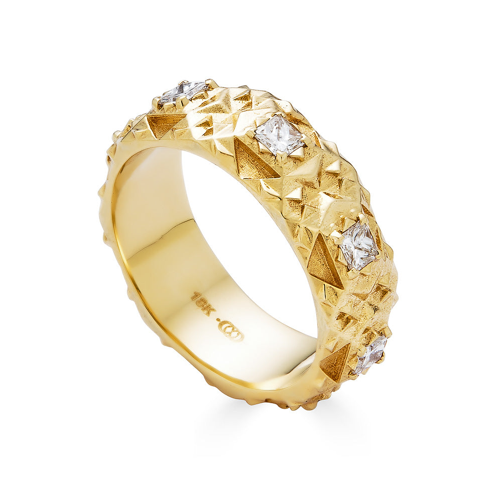 Pyramid Empower Gold and Diamond Band Ring - John Brevard