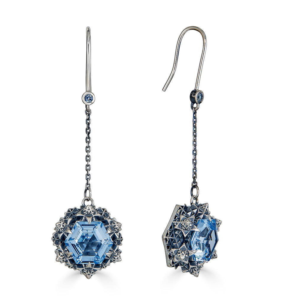 Silver Earrings with Sustainably Grown Aquamarine - John Brevard