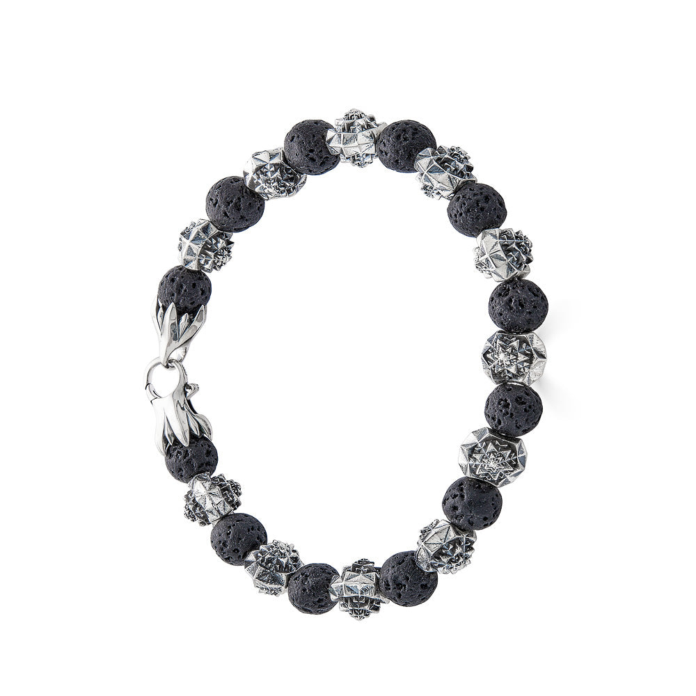 Temple Silver and Lava Stone Bracelet