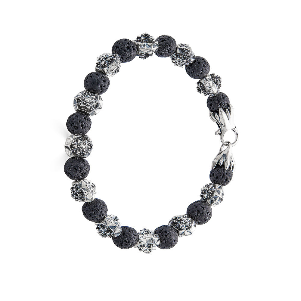 Temple Silver and Lava Stone Bracelet