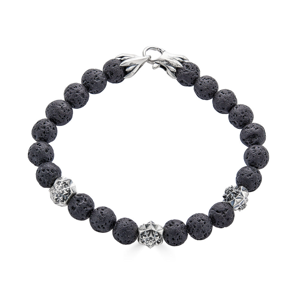 Temple Silver and Lava Stone Bracelet