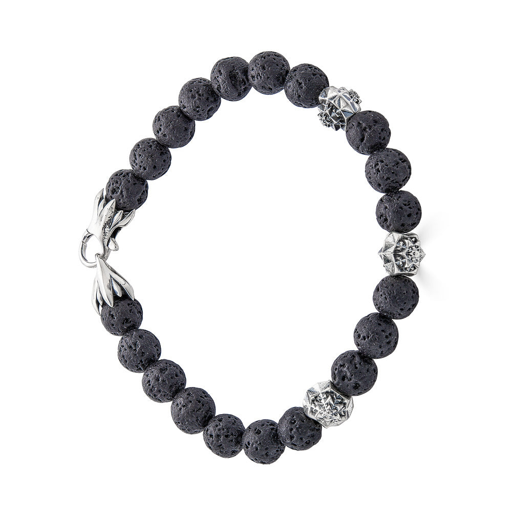 Temple Silver and Lava Stone Bracelet