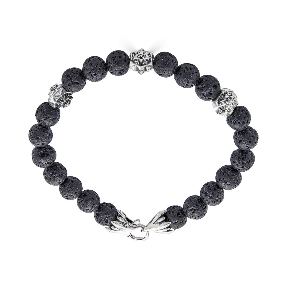 Temple Silver and Lava Stone Bracelet