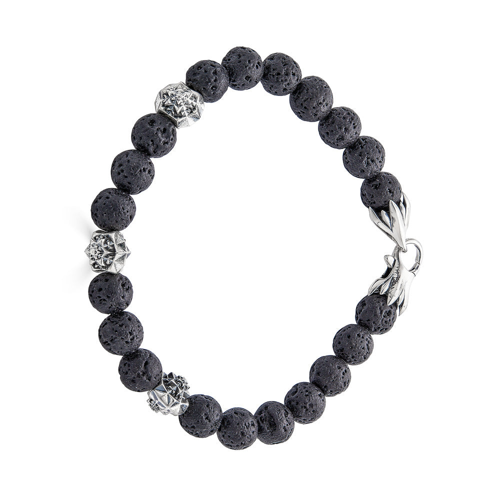 Temple Silver and Lava Stone Bracelet