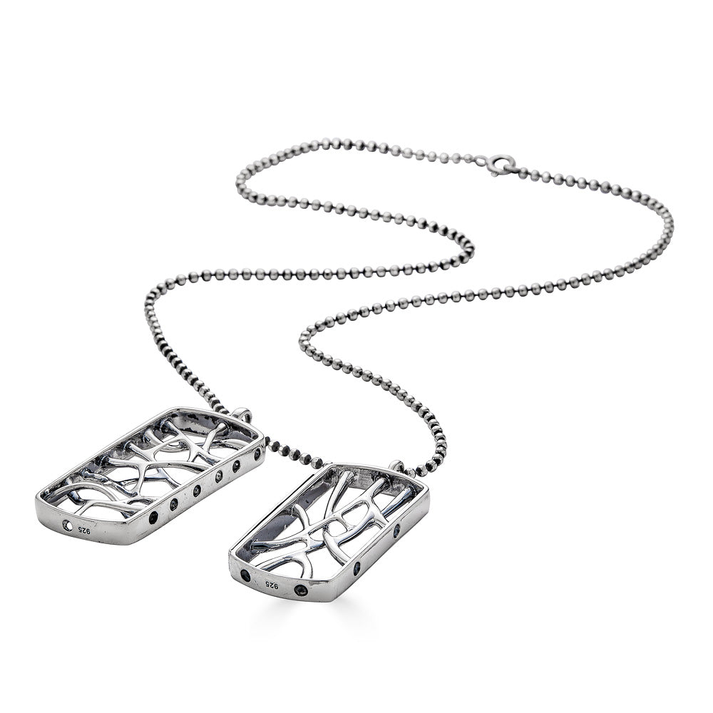 Sterling Silver Web Dog Tag Necklace