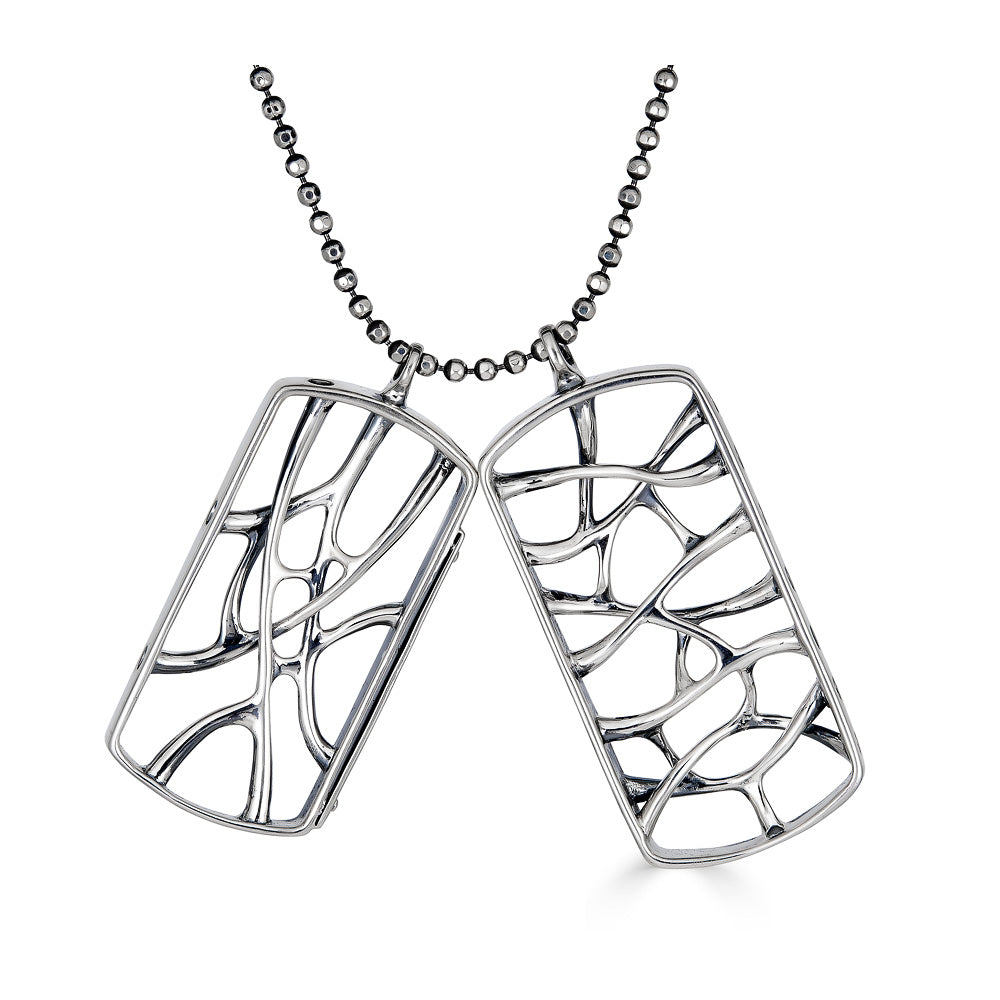 Map Necklace for Men in Silver - Map Tag with Box Chain by Talisa