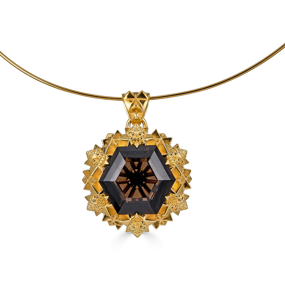 Thoscene Smoky Quartz 18K Gold Necklace