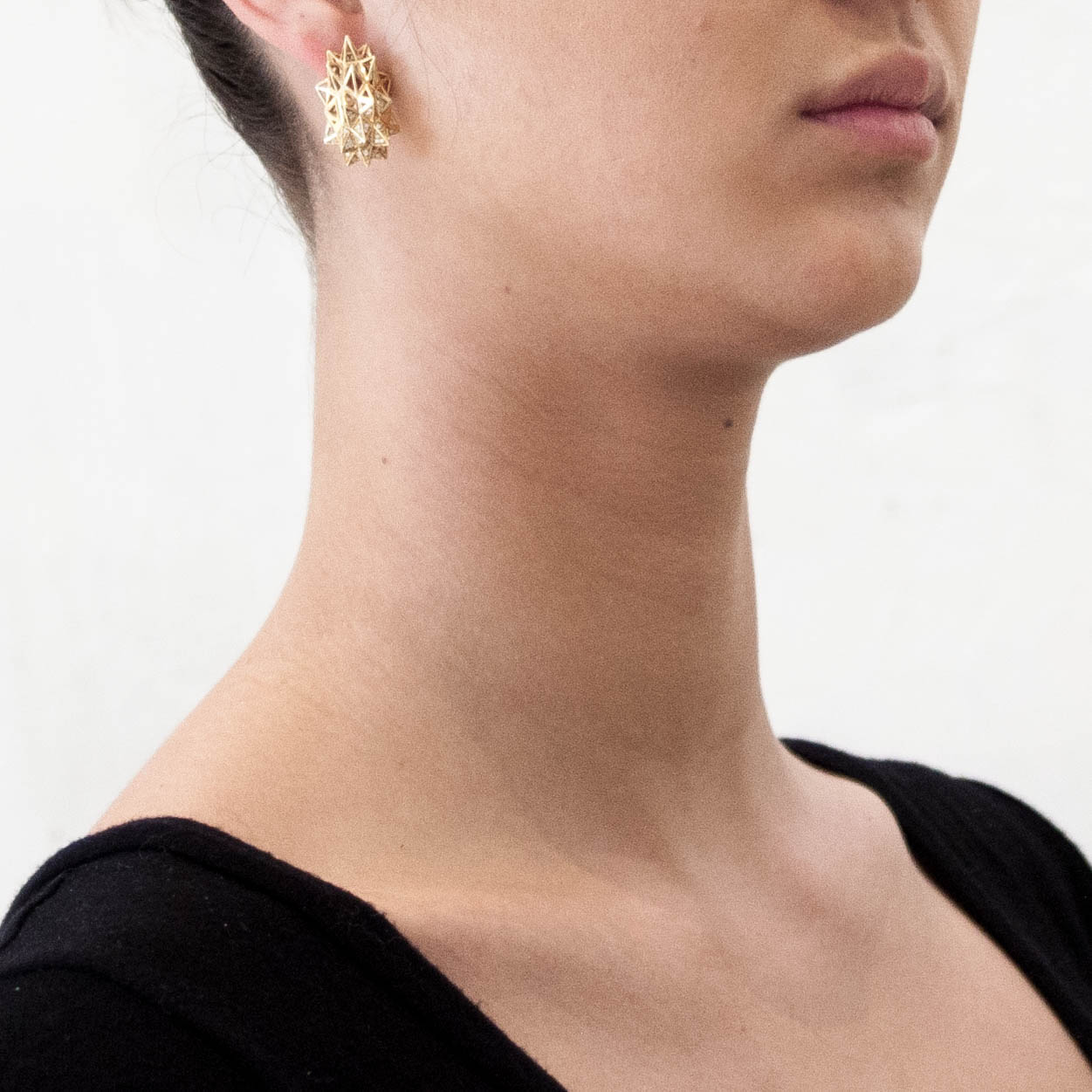Stellated Stud Diamond and 18k Gold Earring - John Brevard