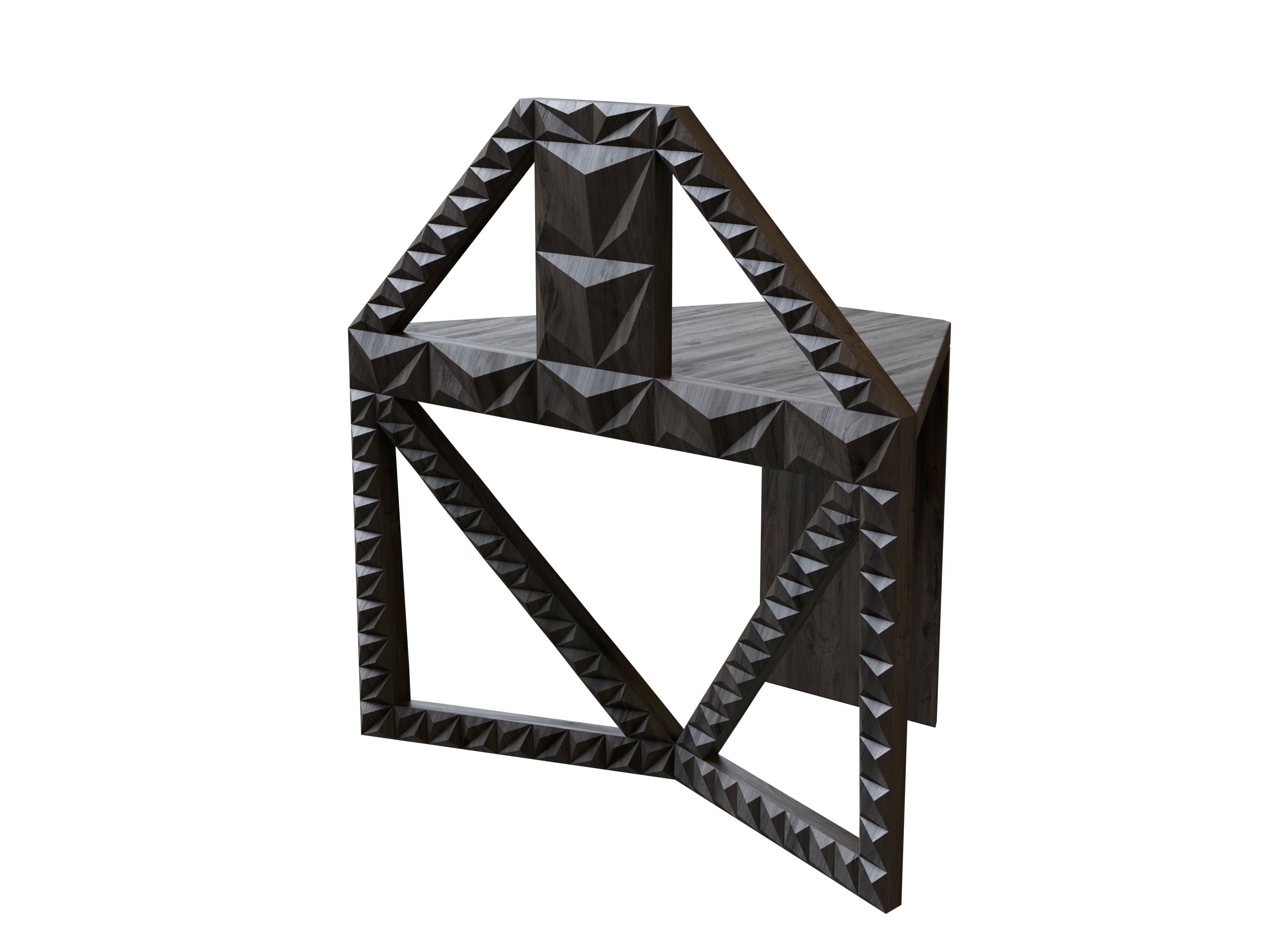 Hexagon Illusion Table and Chairs Set Made of Solid Teakwood - John Brevard