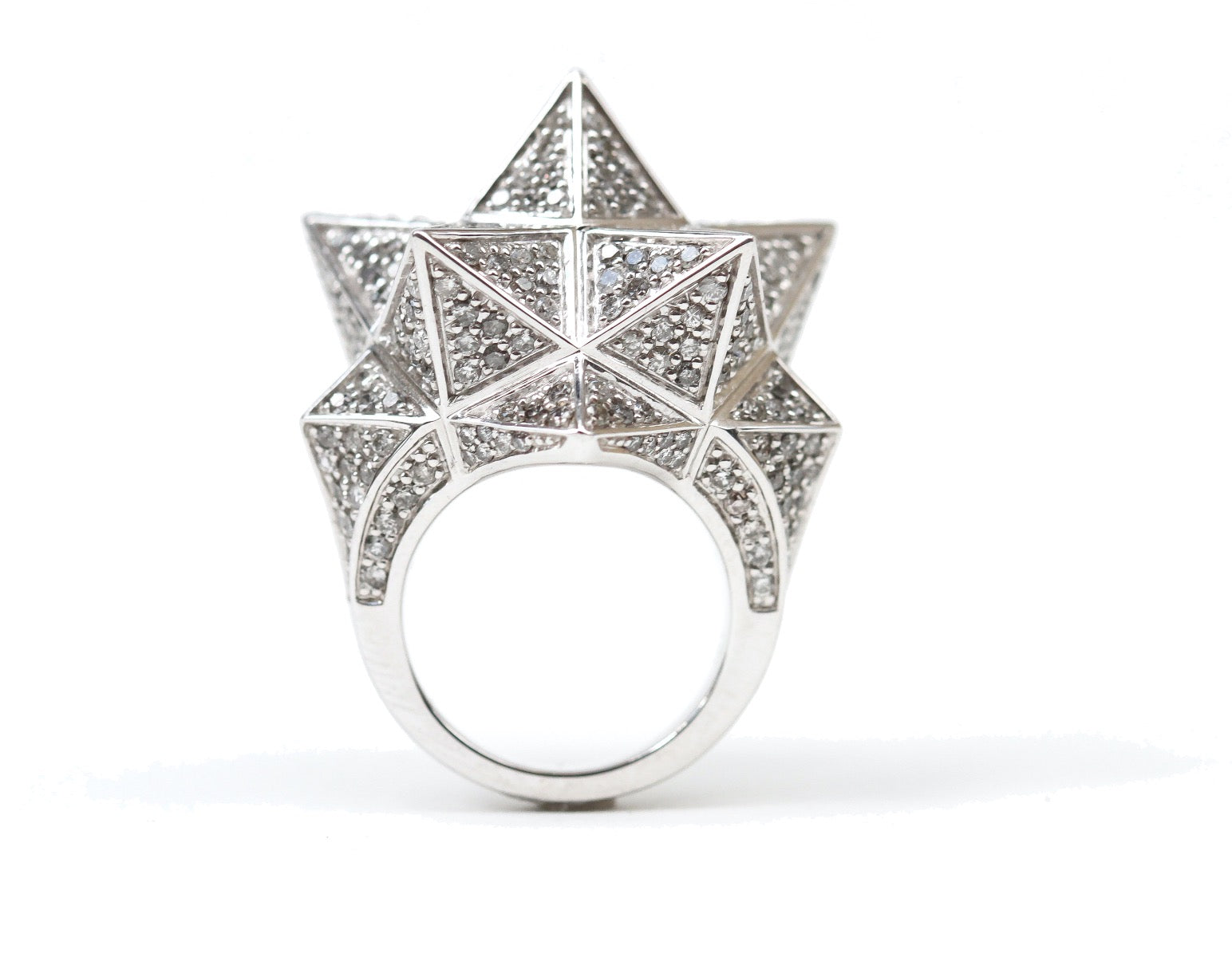 Tetra Full Pave Diamond White Gold Ring - John Brevard