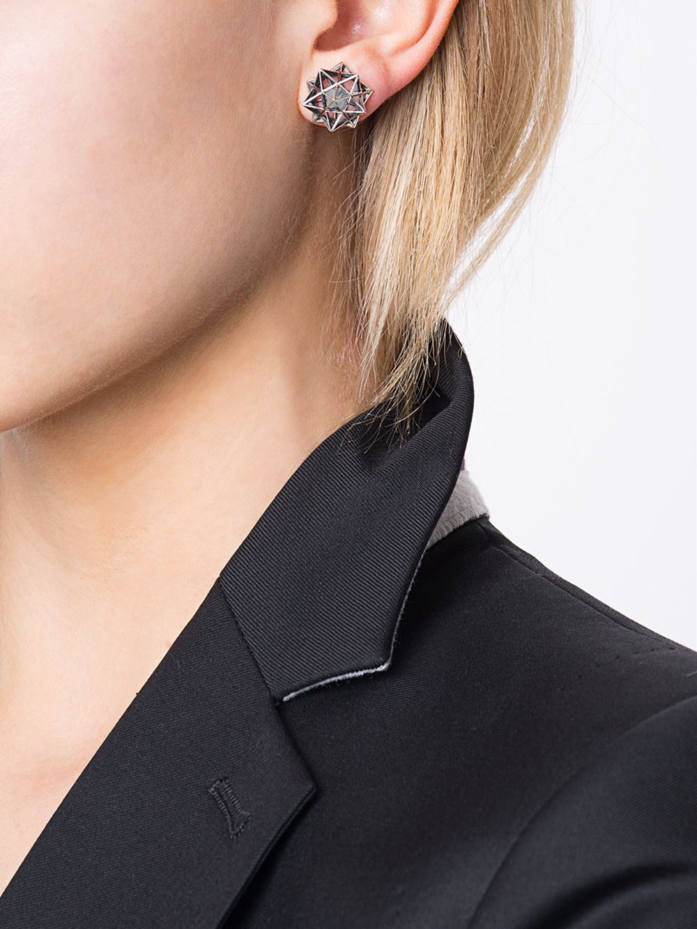 Framework Stud Silver Earrings