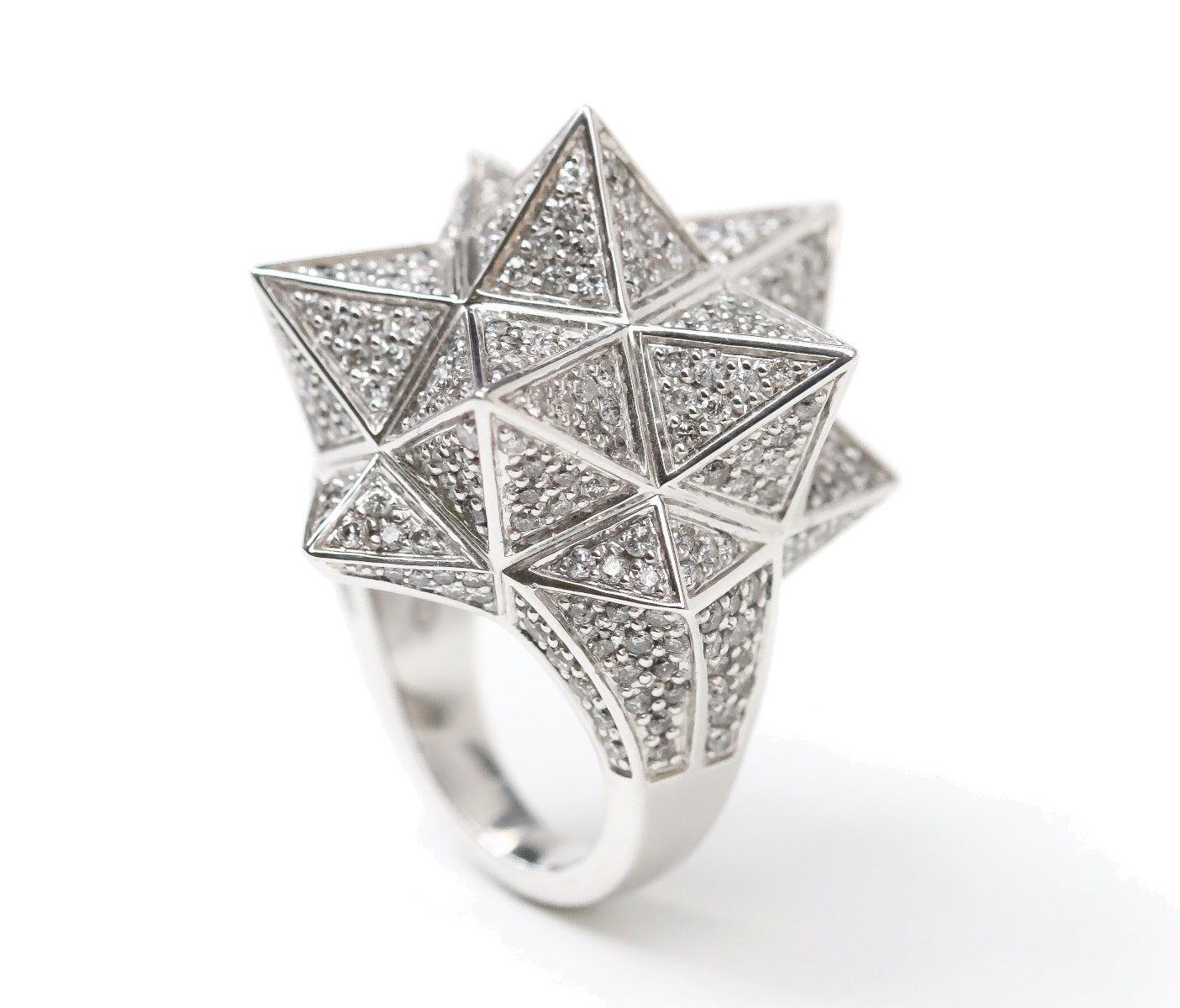 Tetra Full Pave Diamond White Gold Ring - John Brevard