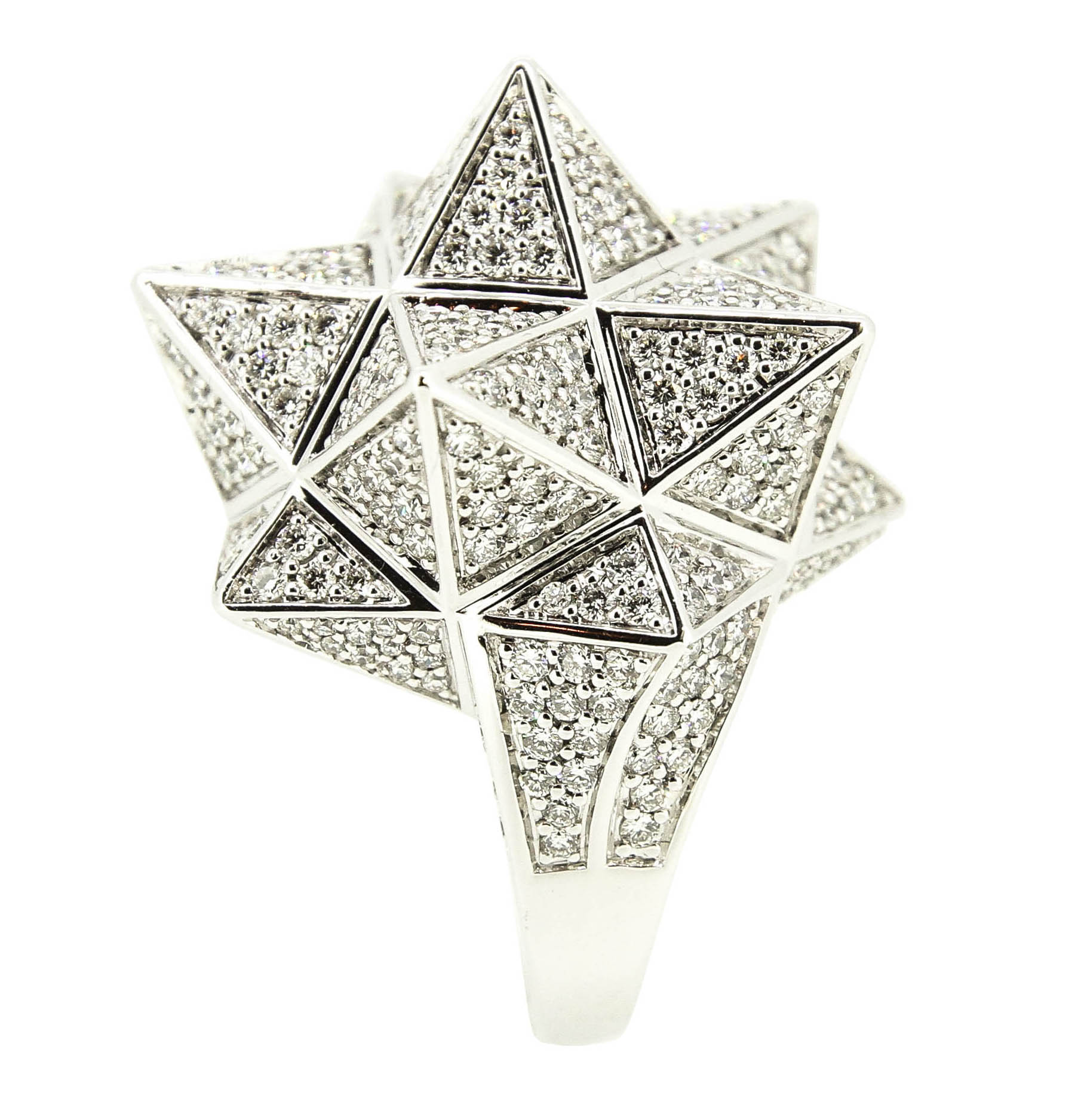 Tetra Full Pave Diamond White Gold Ring - John Brevard