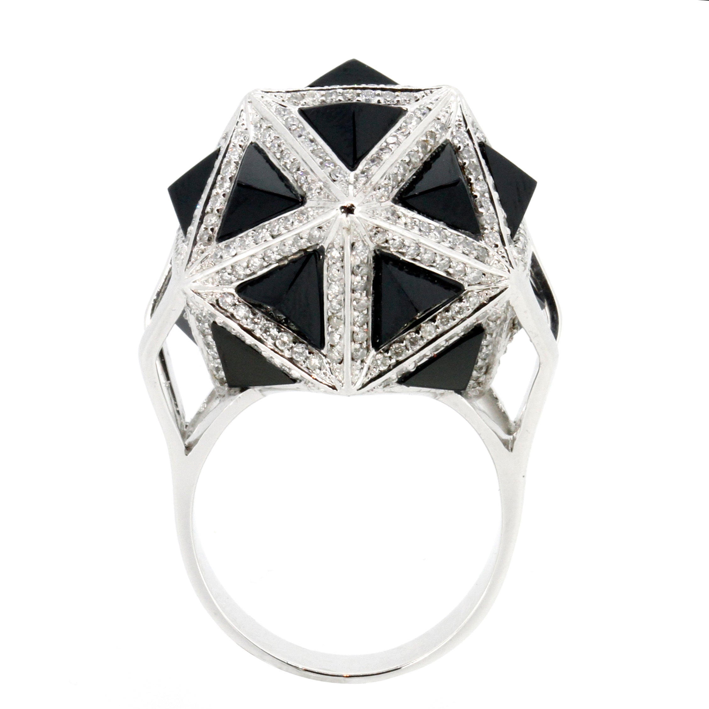 Icoso Black Sapphire and Diamonds 18k Gold Ring - John Brevard