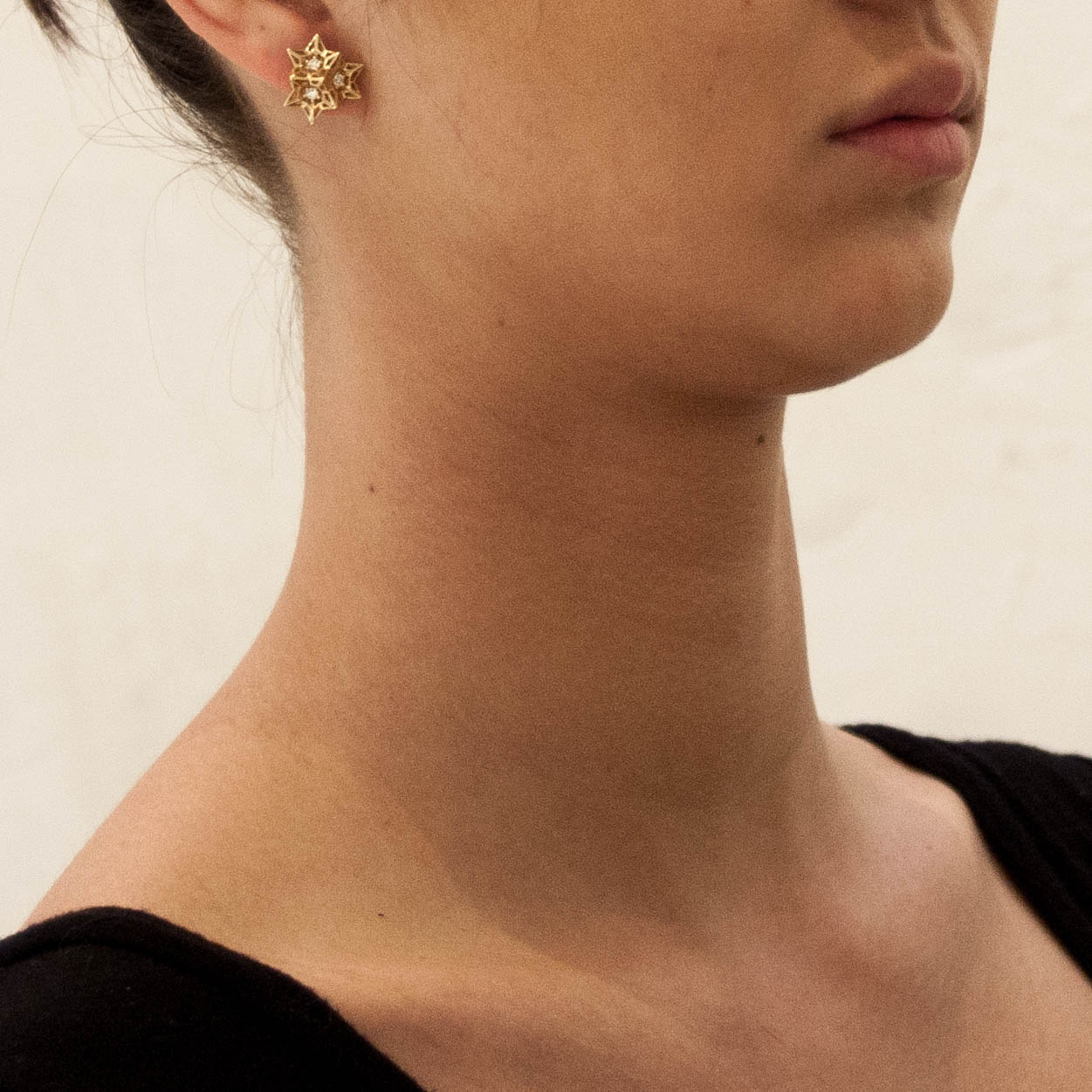 Tria Frame Diamond Gold Stud Earring - John Brevard