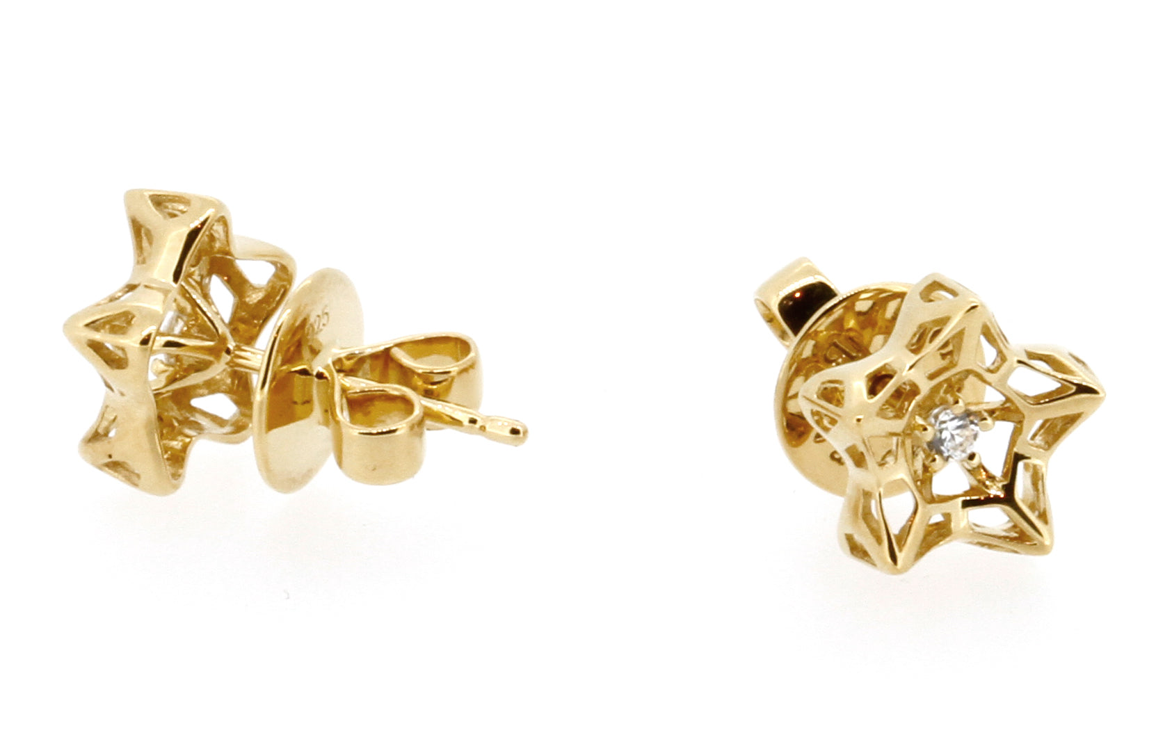 Mini Tria Frame Diamond and 18k Gold Stud Earrings - John Brevard