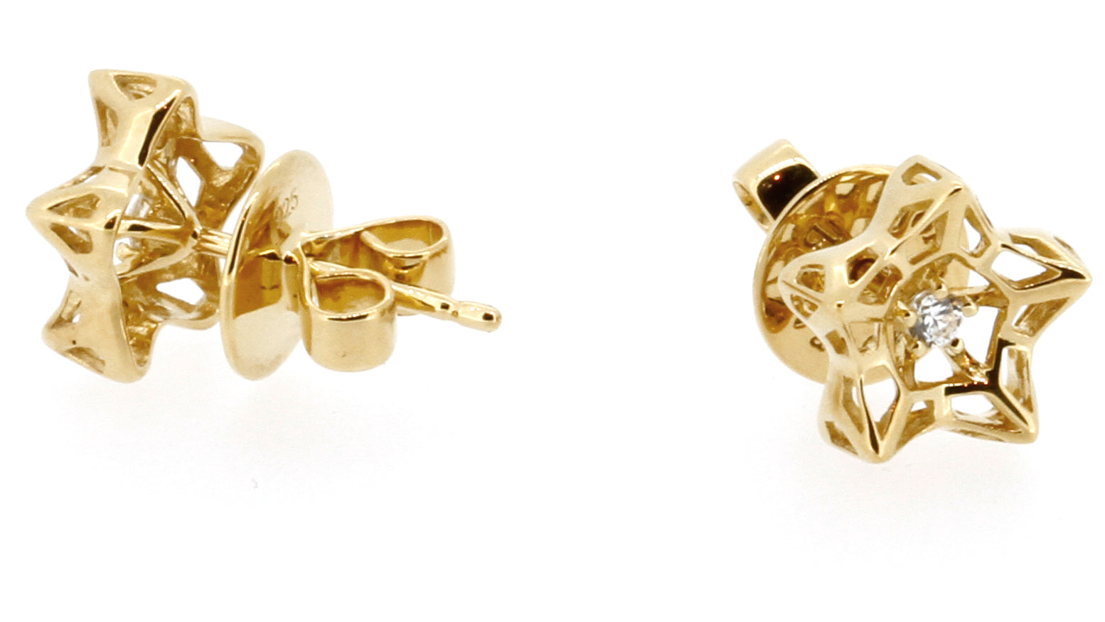 Mini Tria Frame Diamond and 18k Gold Stud Earrings - John Brevard