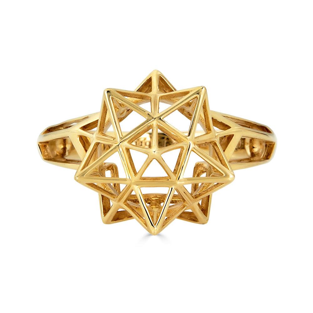 Framed Mini Diamond Gold Star Ring - John Brevard