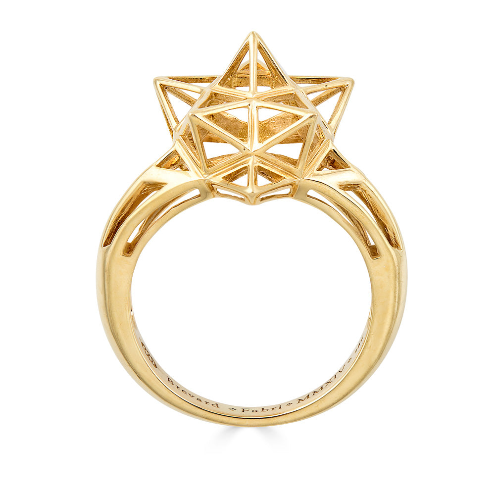 Framed Mini Diamond Gold Star Ring - John Brevard