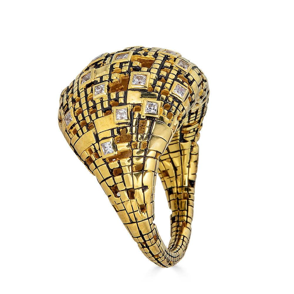 Diamond and Gold Dome Ring