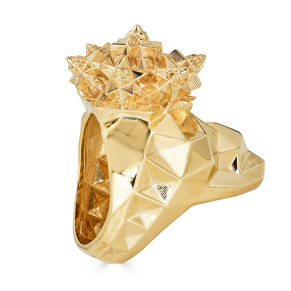 Gold Fractal Momento Mori Skull Ring - John Brevard