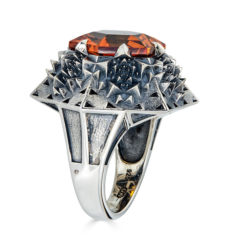 Silver Fractal Citrine Sun Ring - John Brevard