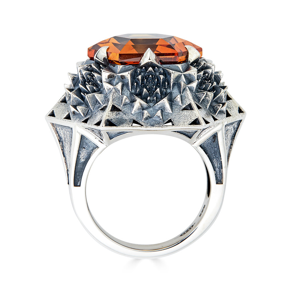 Silver Fractal Citrine Sun Ring - John Brevard