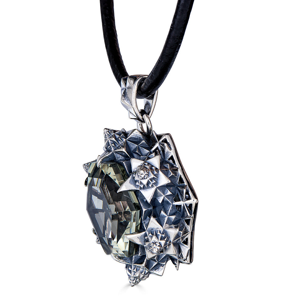 Thoscene Green Amethyst Silver Joy Pendant Necklace - John Brevard