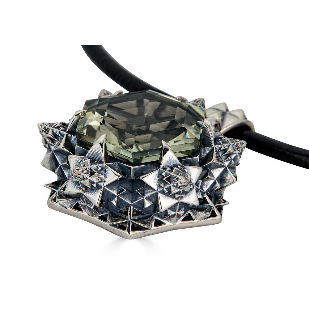 Thoscene Green Amethyst Silver Joy Pendant Necklace - John Brevard