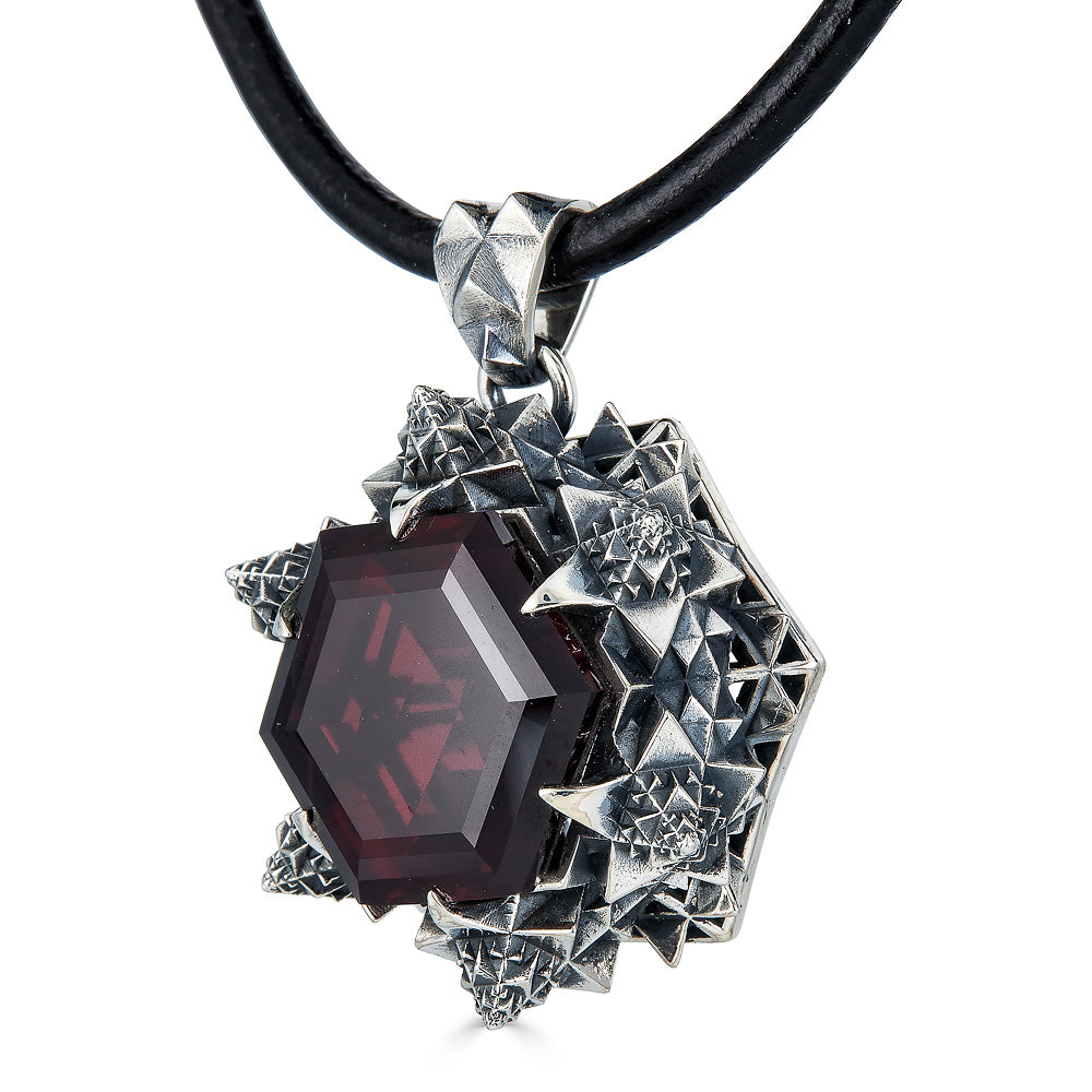 Thoscene Garnet and Sterling Silver Love Pendant Necklace - John Brevard