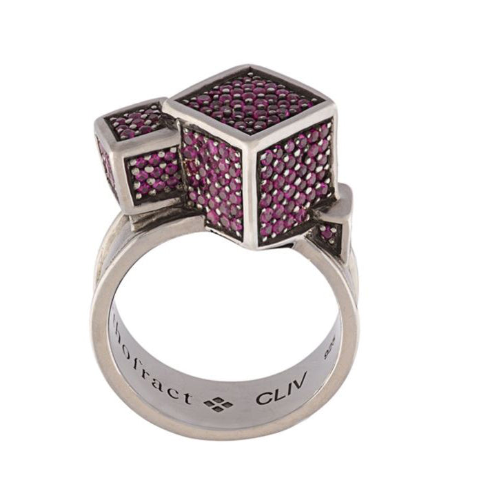 Fractality Ruby Cubes Silver Ring