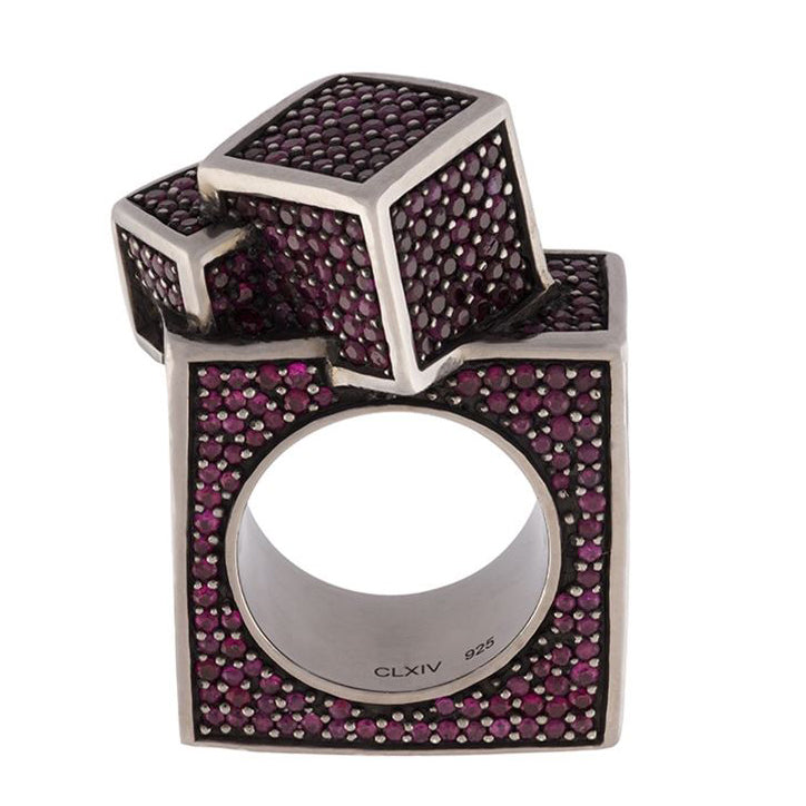 Fractality Square Ruby Silver Ring