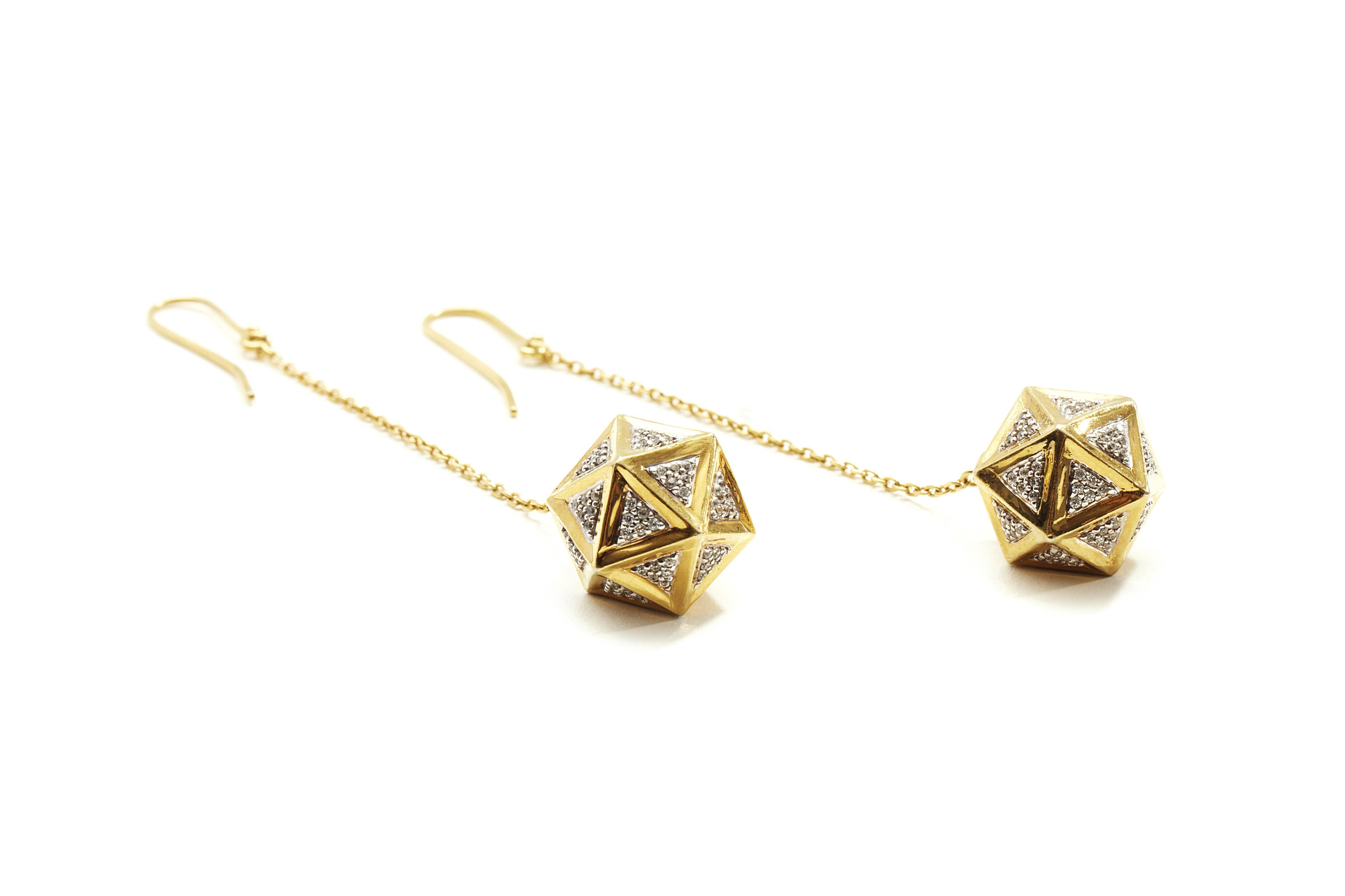 Icoso Diamond and 18k Gold Dangle Earrings - John Brevard
